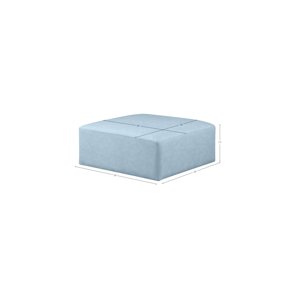 Cube Light Blue Vegan Leather Ottoman