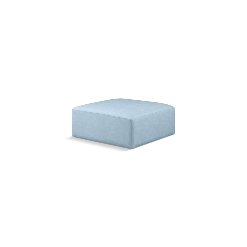 Cube Light Blue Vegan Leather Ottoman