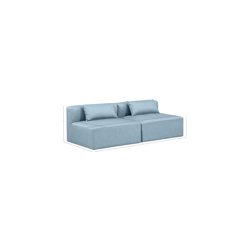 Cube Light Blue Vegan Leather Modular Sofa