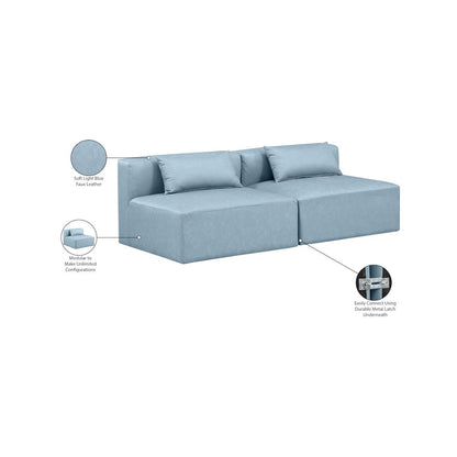 Cube Light Blue Vegan Leather Modular Sofa