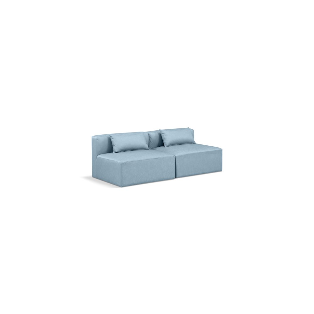 Cube Light Blue Vegan Leather Modular Sofa