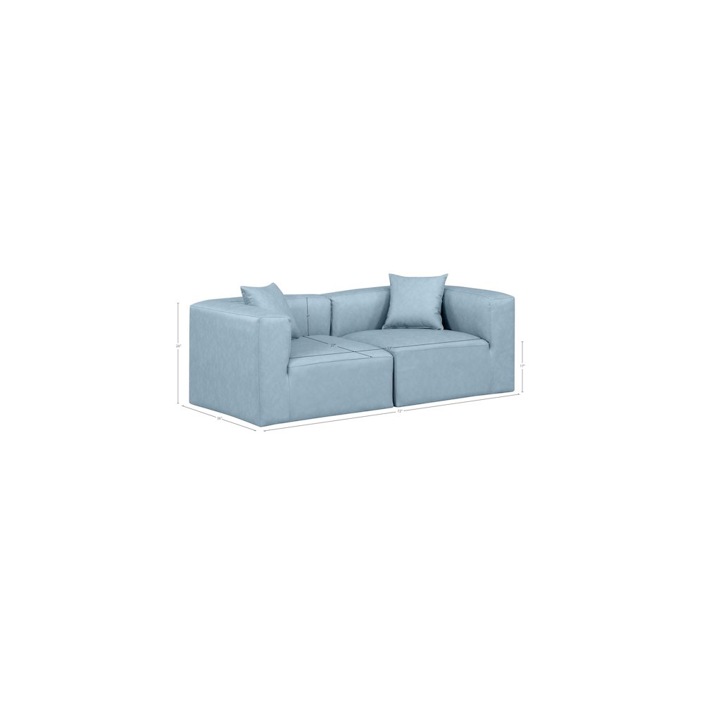 Cube Light Blue Vegan Leather Modular Sofa