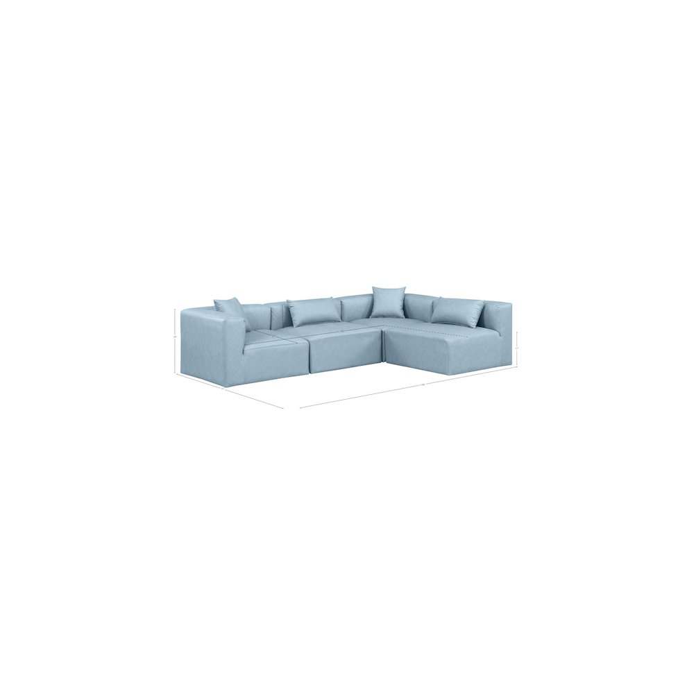 Cube Light Blue Vegan Leather Modular Sectional