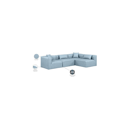 Cube Light Blue Vegan Leather Modular Sectional