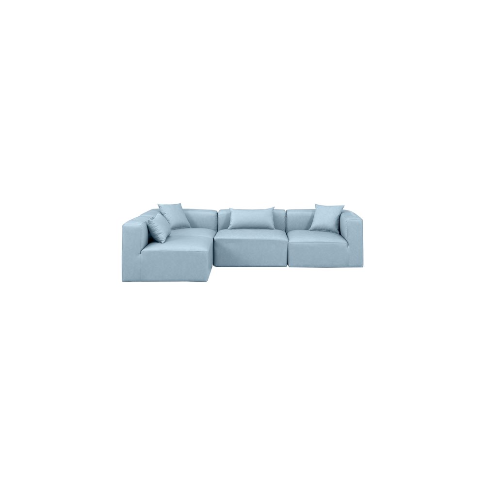 Cube Light Blue Vegan Leather Modular Sectional