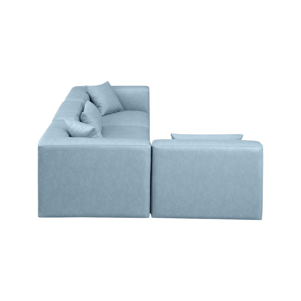Cube Light Blue Vegan Leather Modular Sectional