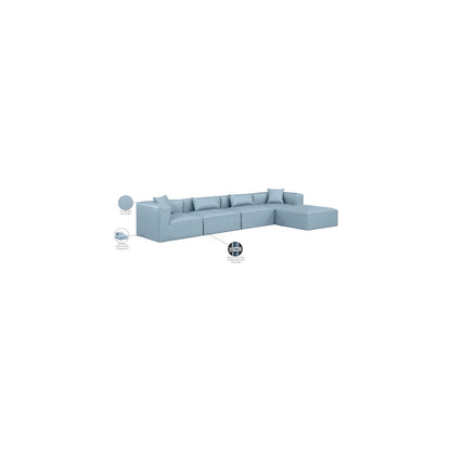 Cube Light Blue Vegan Leather Modular Sectional