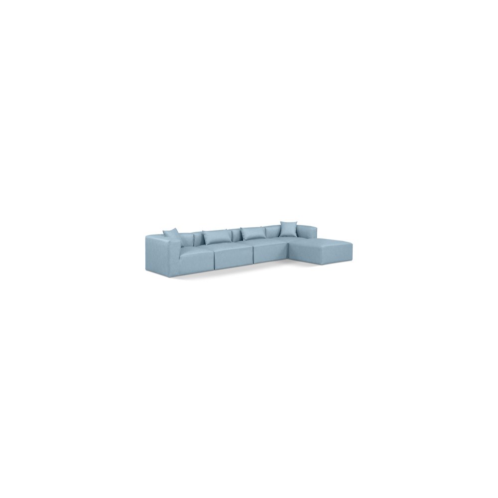 Cube Light Blue Vegan Leather Modular Sectional