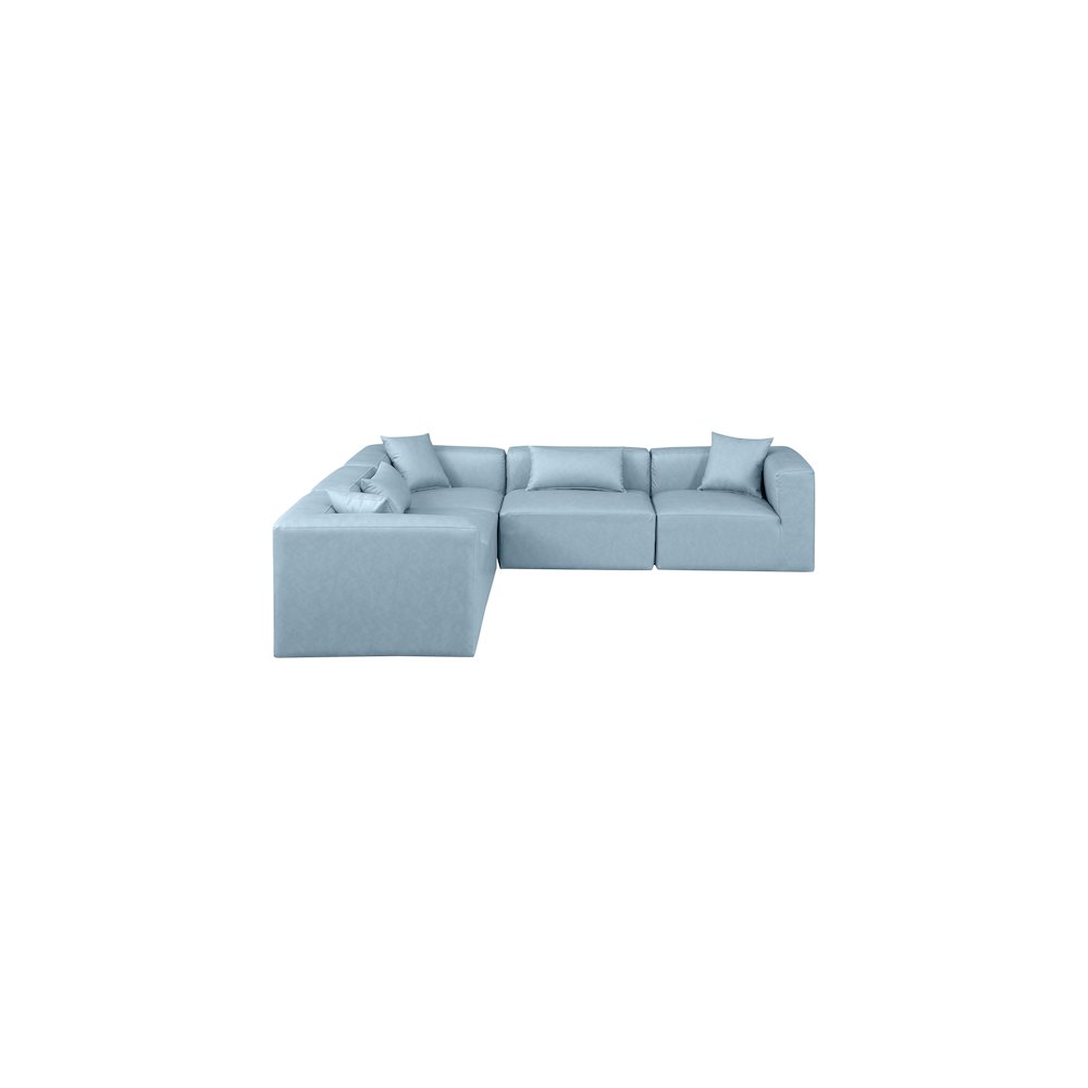 Cube Light Blue Vegan Leather Modular Sectional