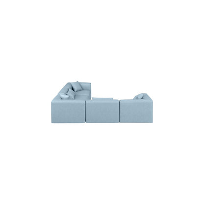 Cube Light Blue Vegan Leather Modular Sectional