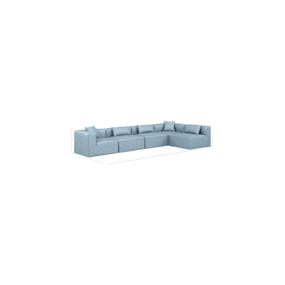Cube Light Blue Vegan Leather Modular Sectional