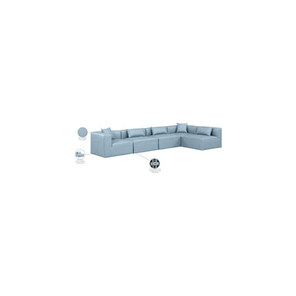 Cube Light Blue Vegan Leather Modular Sectional