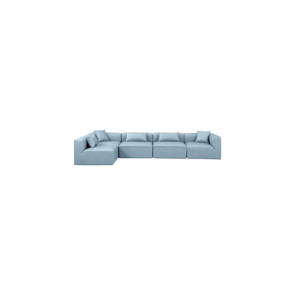 Cube Light Blue Vegan Leather Modular Sectional