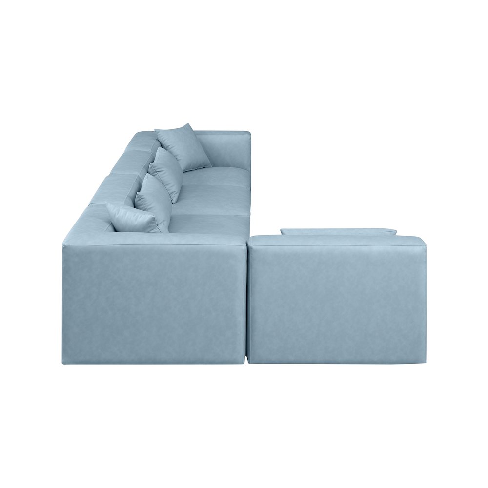 Cube Light Blue Vegan Leather Modular Sectional