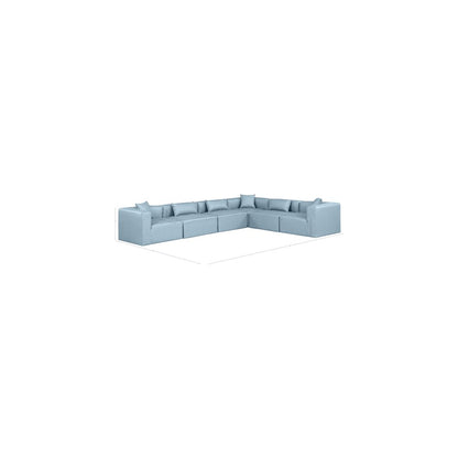 Cube Light Blue Vegan Leather Modular Sectional