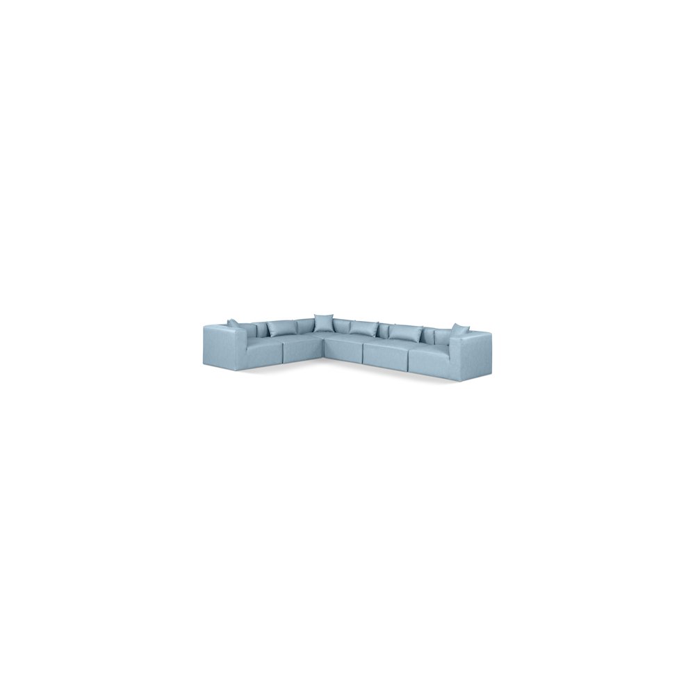 Cube Light Blue Vegan Leather Modular Sectional