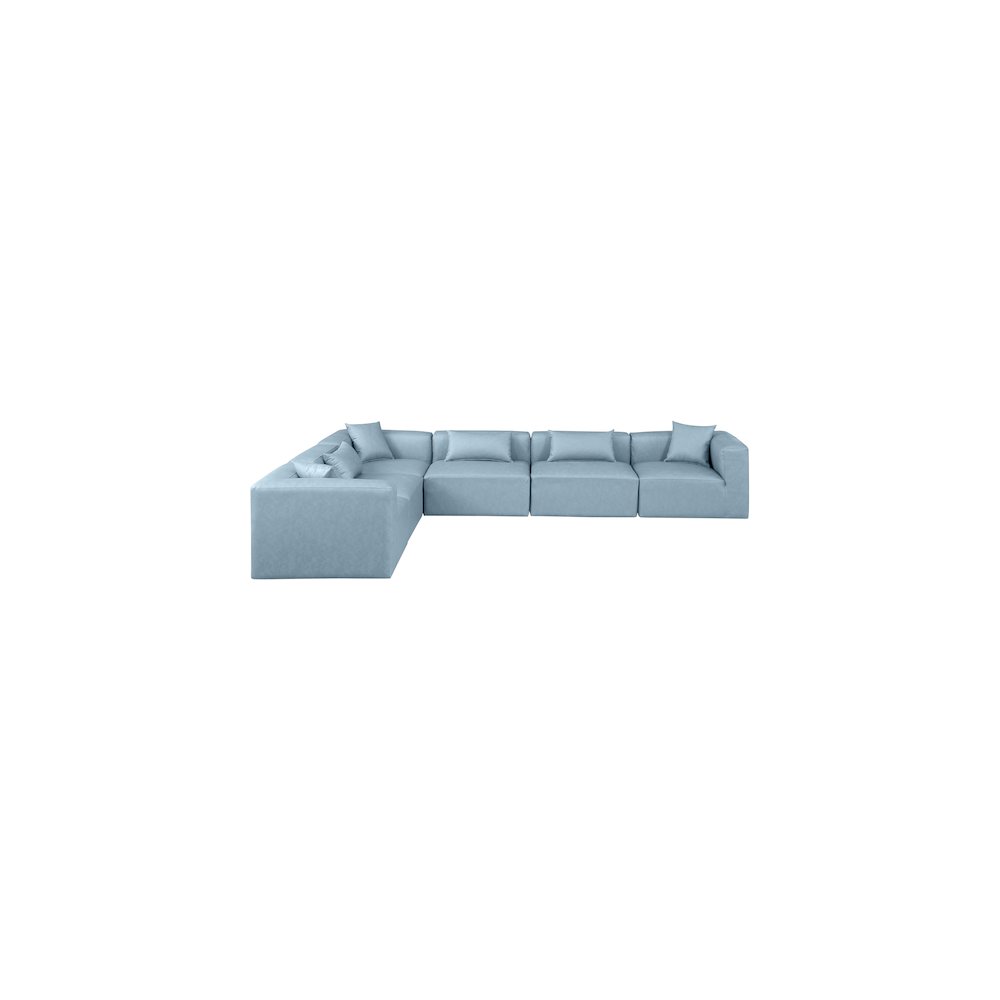 Cube Light Blue Vegan Leather Modular Sectional