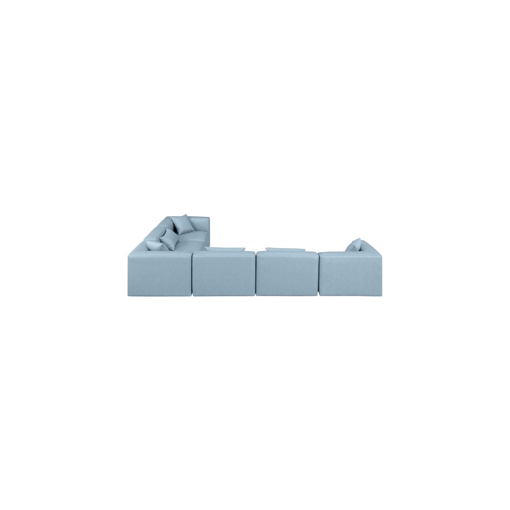 Cube Light Blue Vegan Leather Modular Sectional