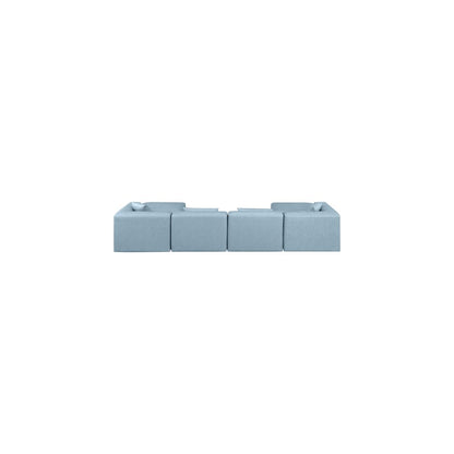 Cube Light Blue Vegan Leather Modular Sectional