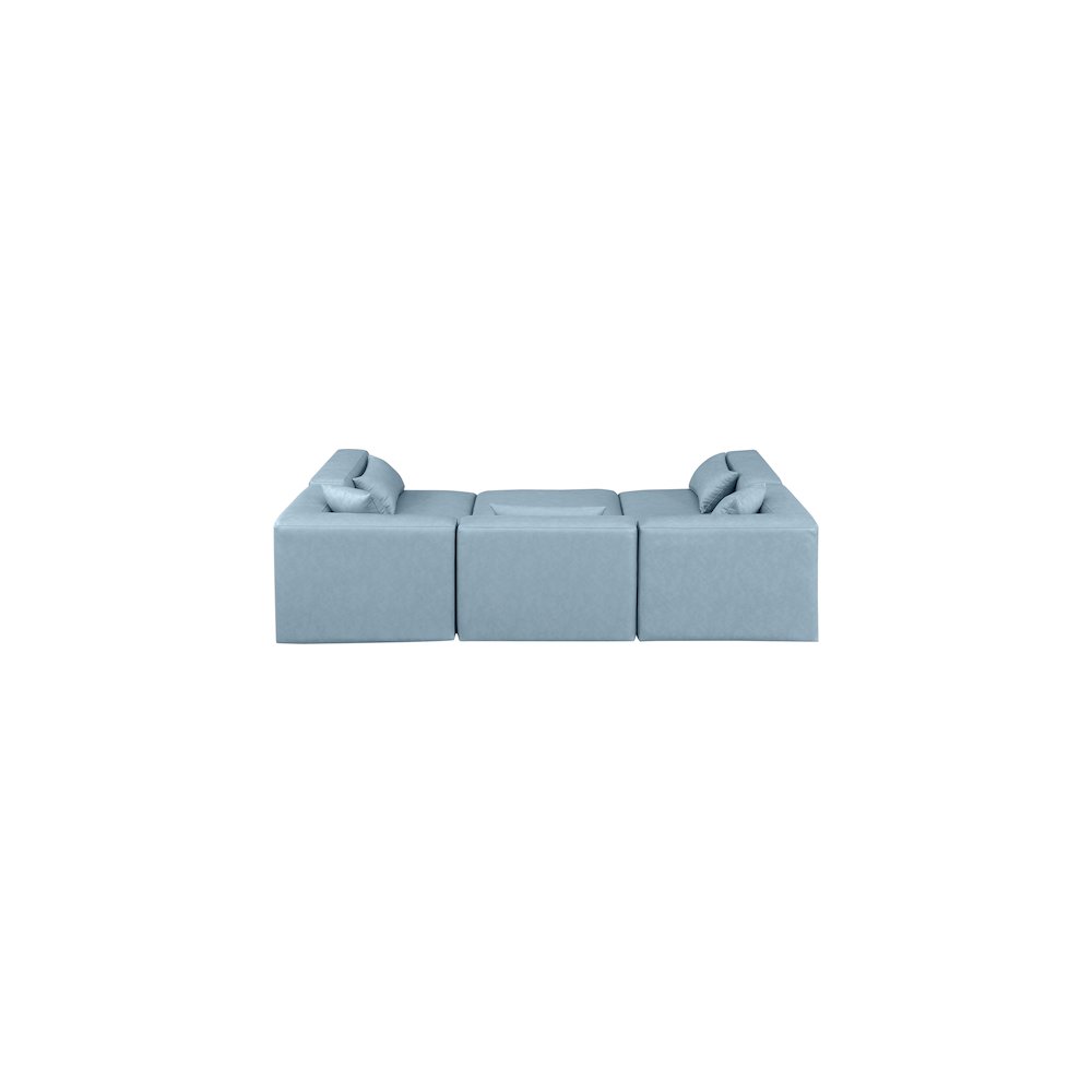 Cube Light Blue Vegan Leather Modular Sectional
