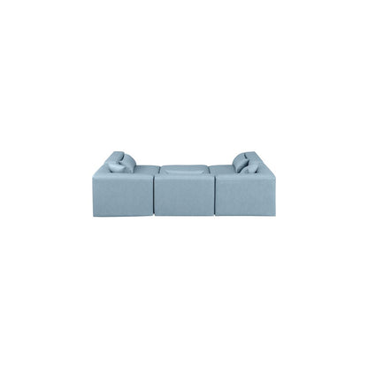 Cube Light Blue Vegan Leather Modular Sectional