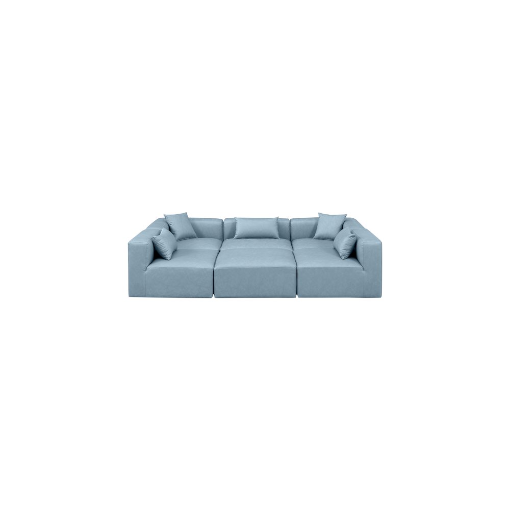 Cube Light Blue Vegan Leather Modular Sectional