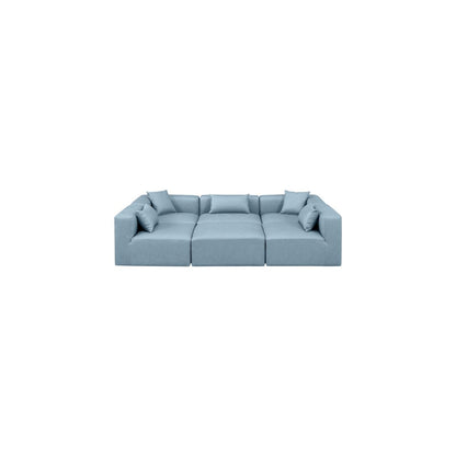 Cube Light Blue Vegan Leather Modular Sectional