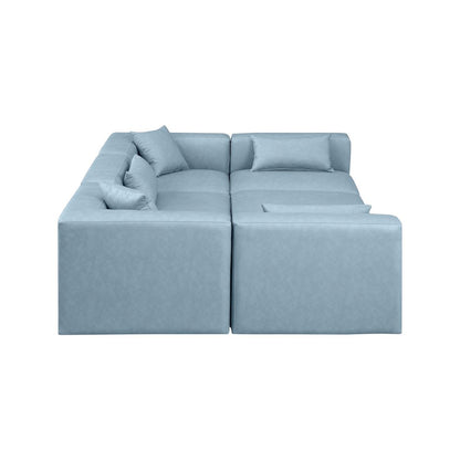 Cube Light Blue Vegan Leather Modular Sectional