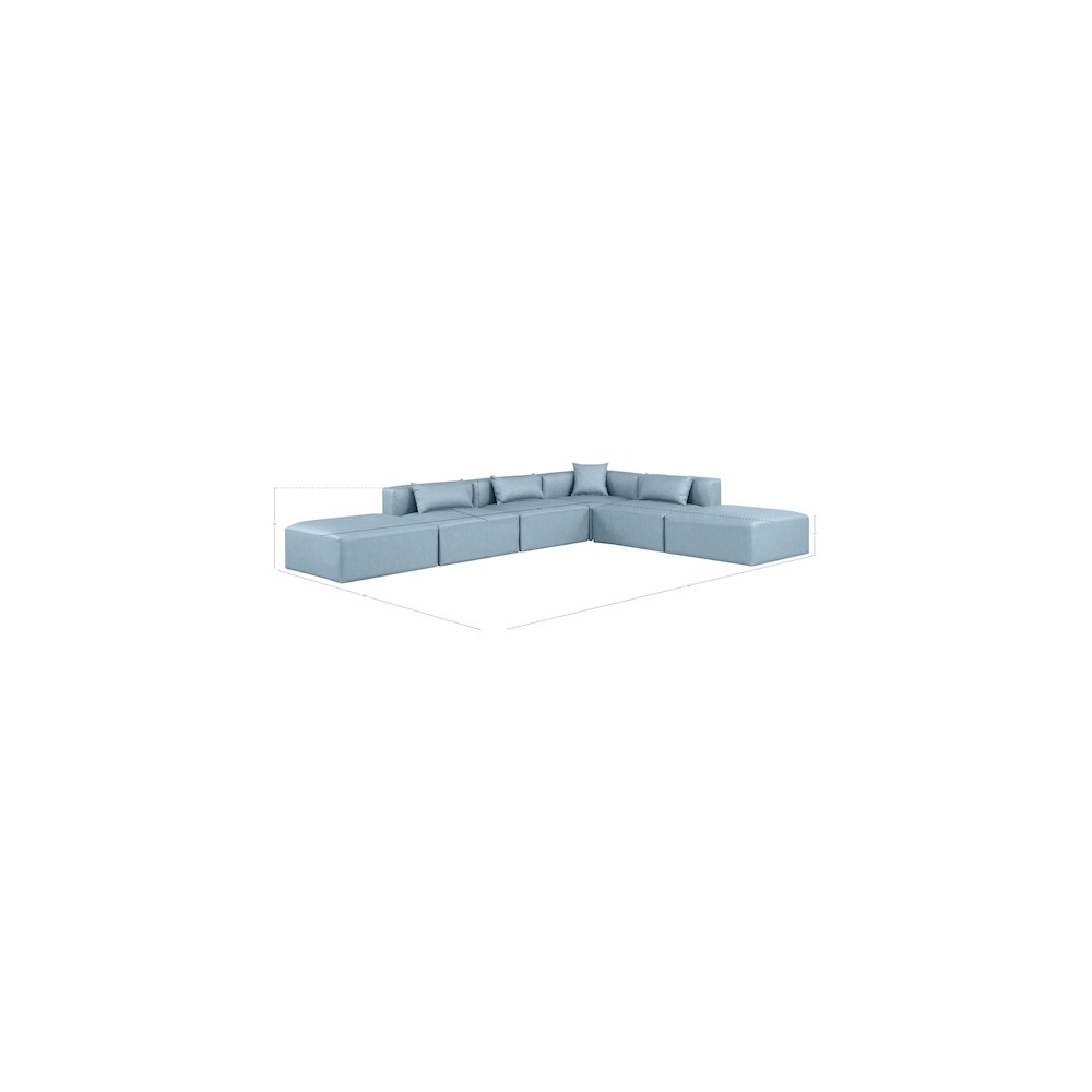 Cube Light Blue Vegan Leather Modular Sectional