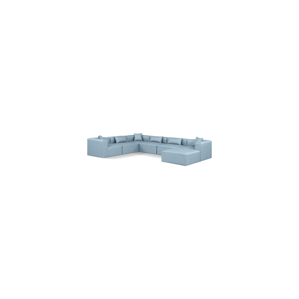 Cube Light Blue Vegan Leather Modular Sectional