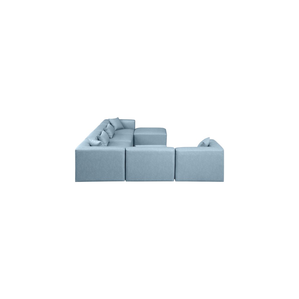 Cube Light Blue Vegan Leather Modular Sectional