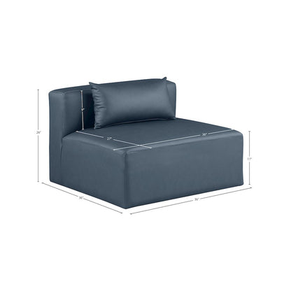 Cube Navy Blue Vegan Leather Armless Chair
