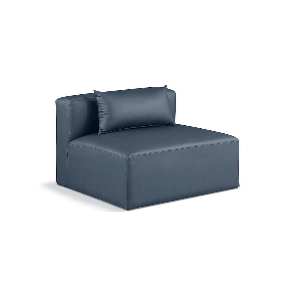 Cube Navy Blue Vegan Leather Armless Chair