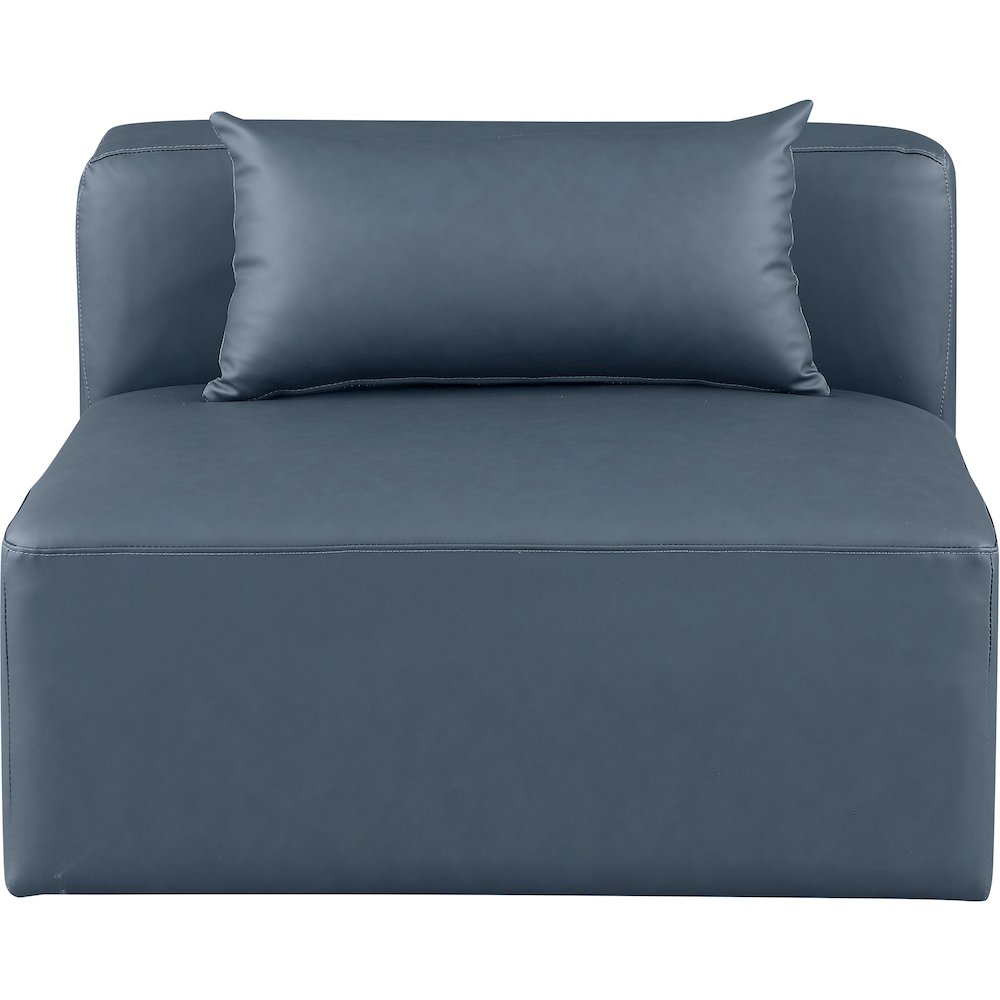 Cube Navy Blue Vegan Leather Armless Chair