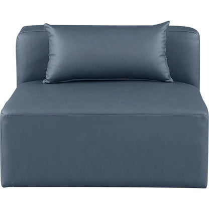 Cube Navy Blue Vegan Leather Armless Chair