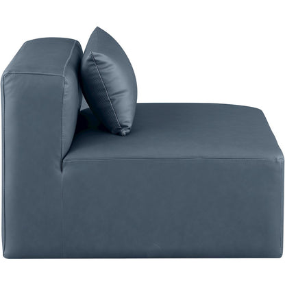 Cube Navy Blue Vegan Leather Armless Chair