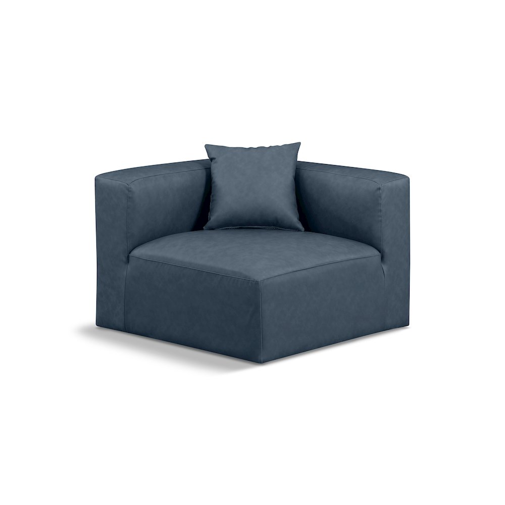 Cube Navy Blue Vegan Leather Corner Chair