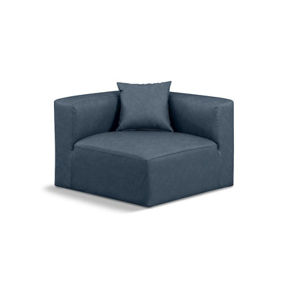 Cube Navy Blue Vegan Leather Corner Chair