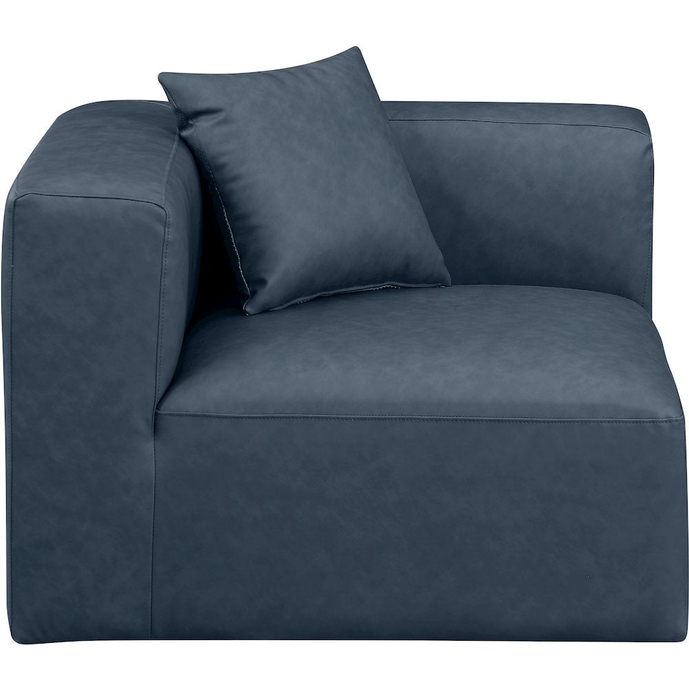 Cube Navy Blue Vegan Leather Corner Chair