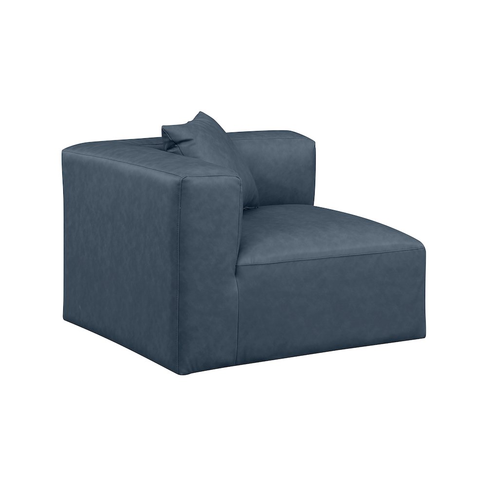 Cube Navy Blue Vegan Leather Corner Chair