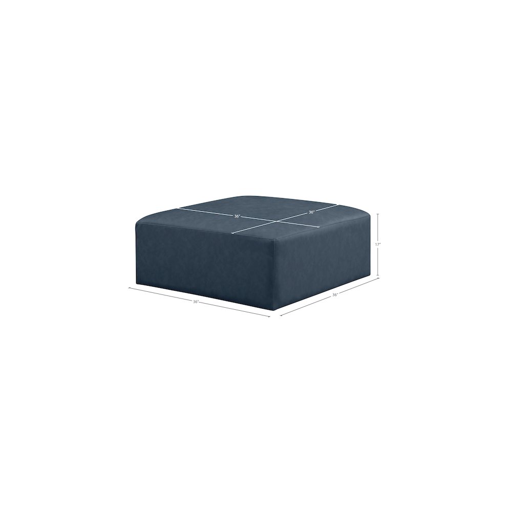 Cube Navy Blue Vegan Leather Ottoman
