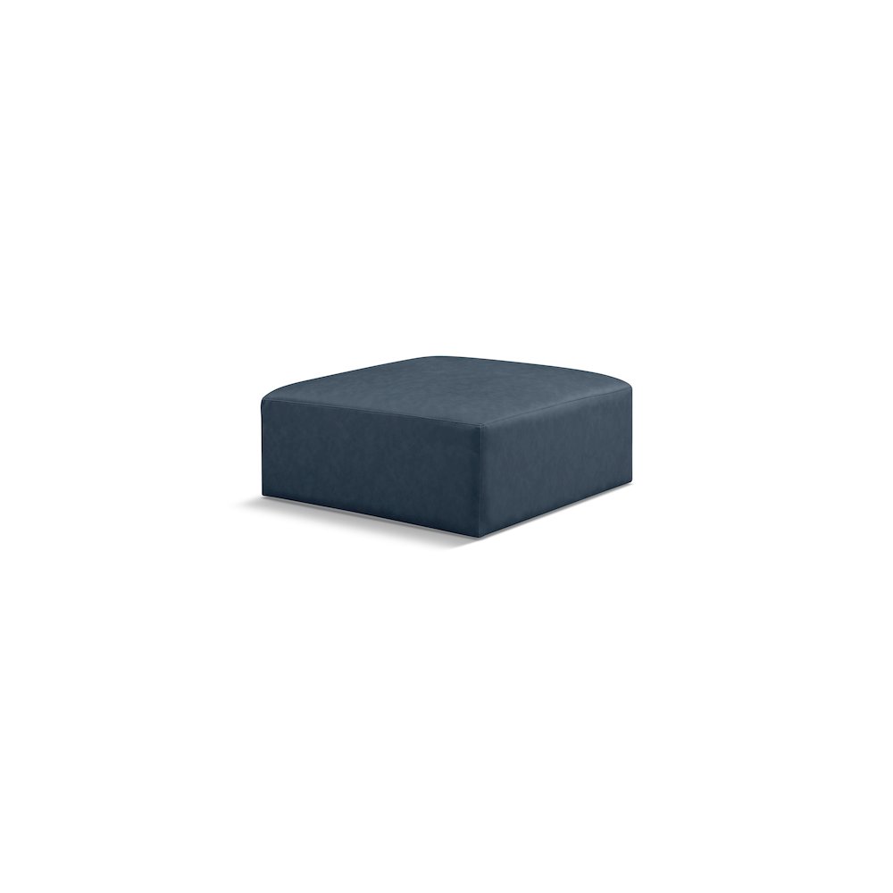 Cube Navy Blue Vegan Leather Ottoman
