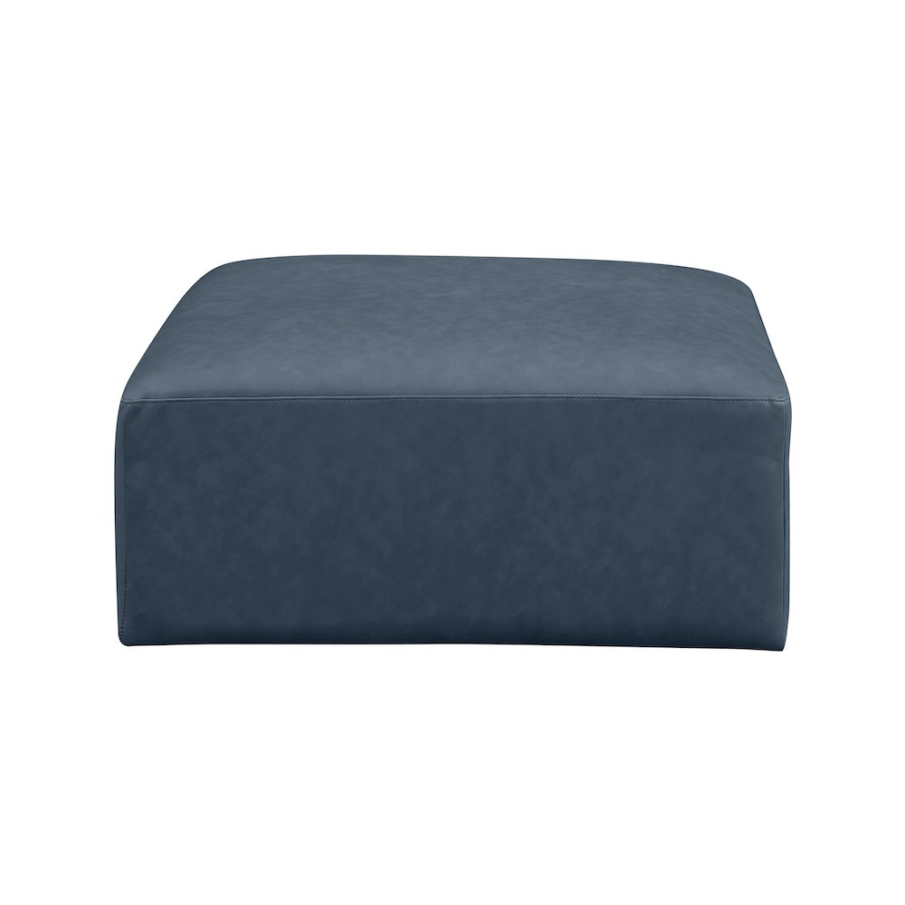 Cube Navy Blue Vegan Leather Ottoman