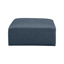 Cube Navy Blue Vegan Leather Ottoman