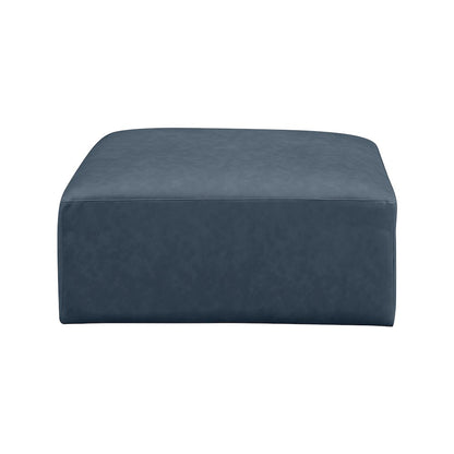 Cube Navy Blue Vegan Leather Ottoman