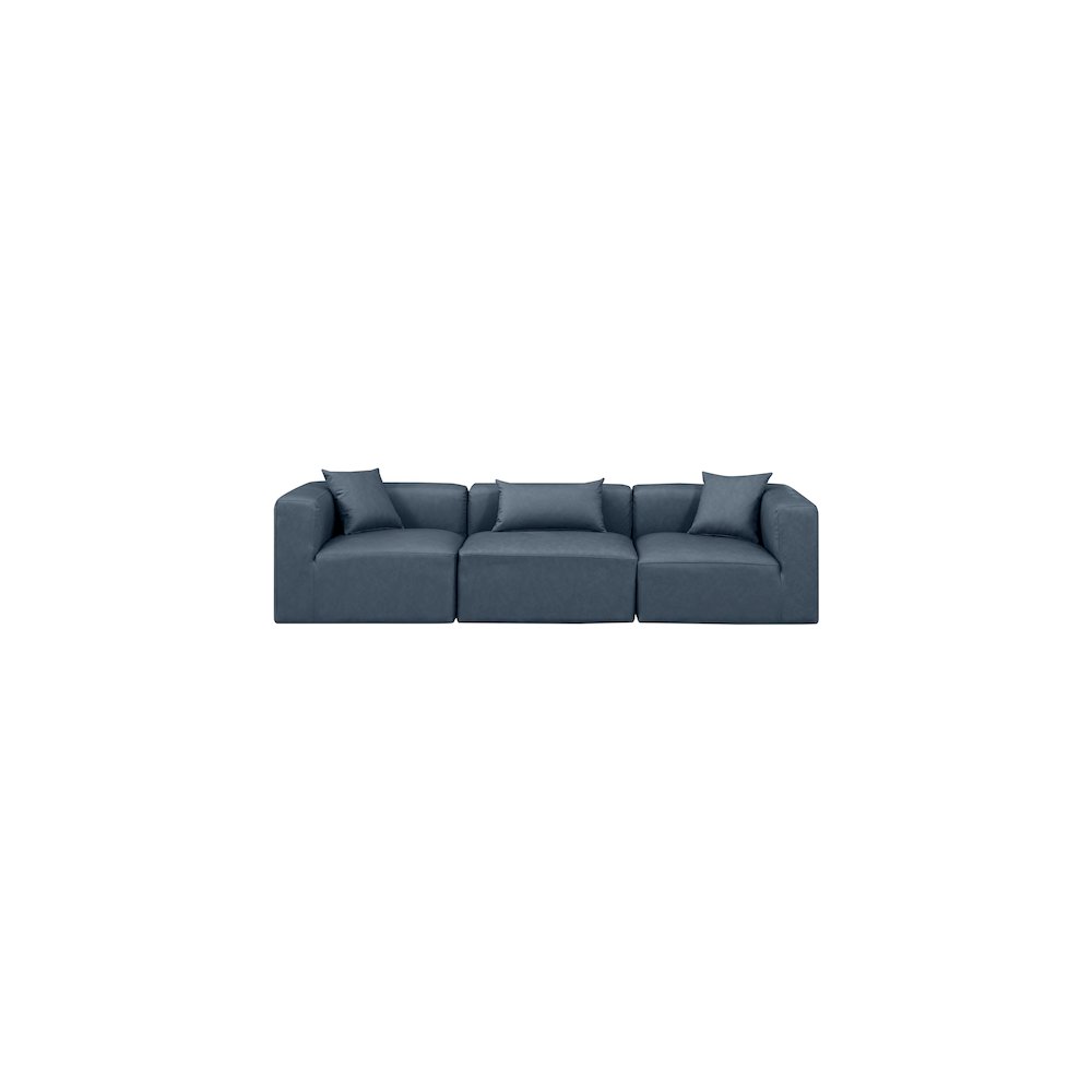Cube Navy Blue Vegan Leather Modular Sofa