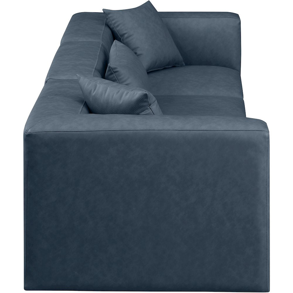 Cube Navy Blue Vegan Leather Modular Sofa