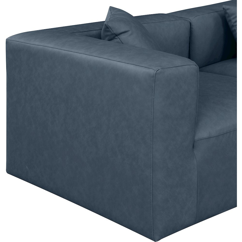 Cube Navy Blue Vegan Leather Modular Sofa
