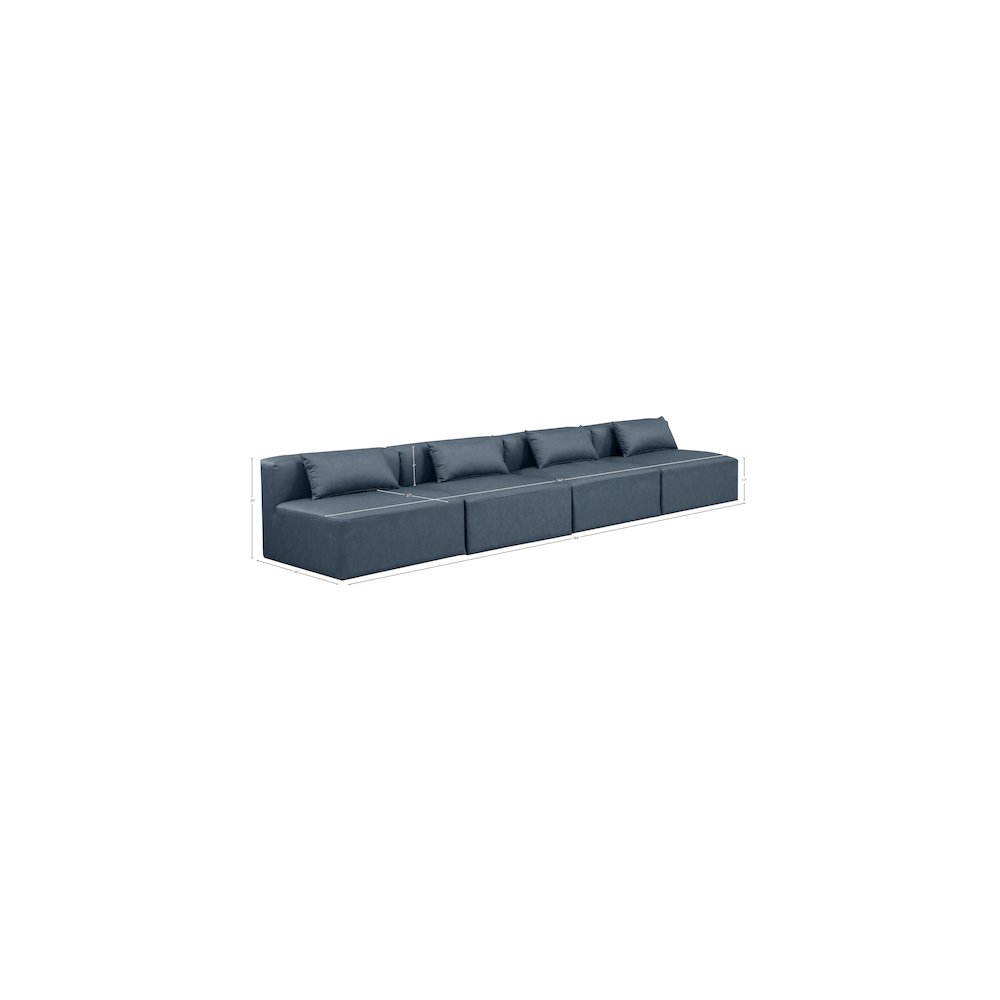 Cube Navy Blue Vegan Leather Modular Sofa
