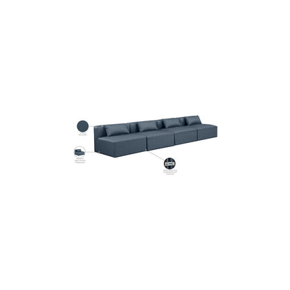 Cube Navy Blue Vegan Leather Modular Sofa